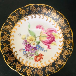 VINTAGE FOLEY,  SAUCER, English Tea Room, Floral Bone China, Black Gold