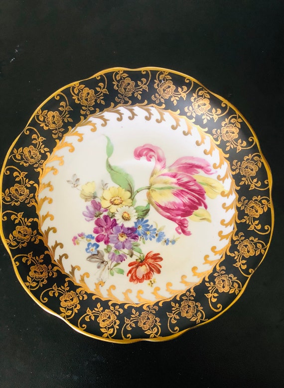 VINTAGE FOLEY, SAUCER, English Tea Room, Bone China, Black Gold, Shabby Chic Il_570xn