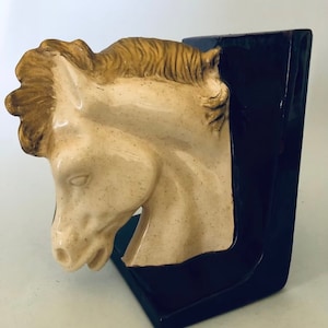 VINTAGE CERAMIC HORSE Booked,WhiteHorse, Equestrian Bookshelf Accent, Modern Ranch Farmhouse Horse Decor, Horse Lover