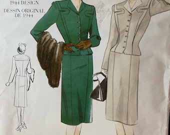 Vogue 2198 Vintage Sewing Pattern | 1944 Suit Design | Uncut & Unused | Size 14 | Rare 40s Fashion
