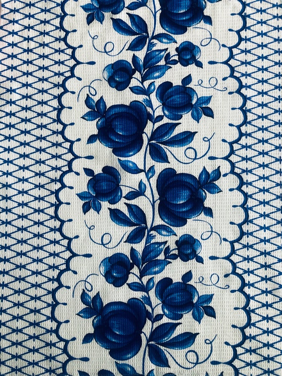 BLUE WHITE, Cotton Kitchen Dish Towel, Blue White, Rectangular ,Chinoiserie Decor, Linens, Blue Garland ,Holiday Gift Il_570xn