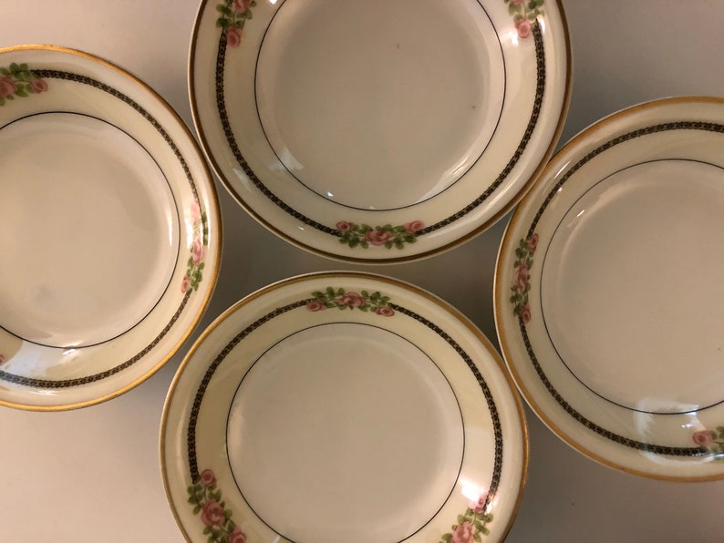 Vintage China France Wedding China Shabby LIMOGES ANTIQUES SET 4 Pieces Berry Bowls Bridal Gift Thiodore Haviland Cottage Chic