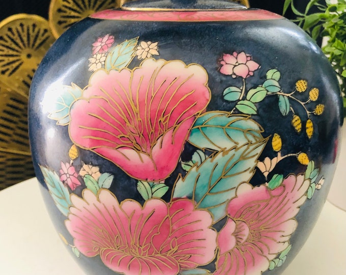 GINGER JAR CHINOISERIE Decor Handpainted Vintage purple Etsy