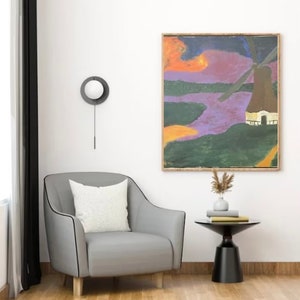 Windmill Emil Nolde Reproduction of Painting Oil Canva Expressionism  Modern Art Wall Decor Old Wooden Frame