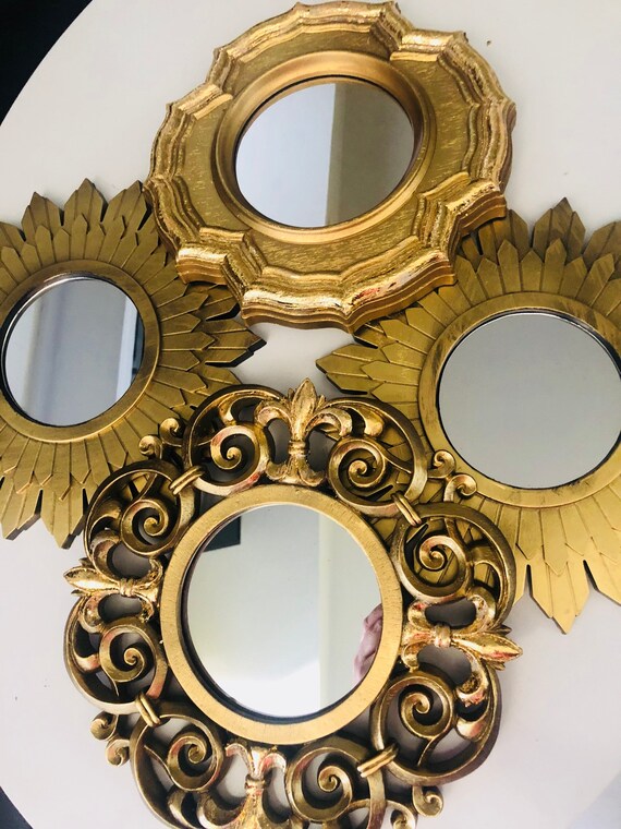 ACCENT MIRROR GOLD Leaf, Victorian Style, Home Decor, Round Sunburst, French Decor Il_570xn