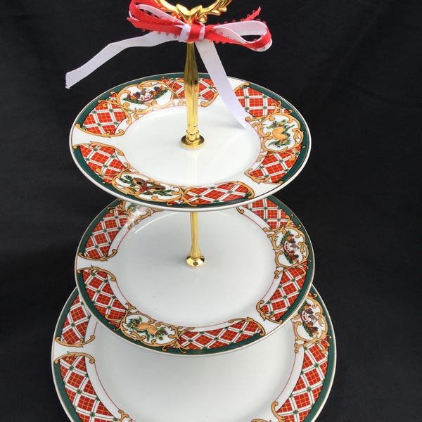 CHRISTMAS CAKE STAND 3 Tier Serving Tray