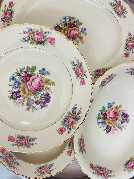 Vintage Rosenthal Continental Floral Dinnerware Set: Ivory China