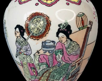 Rose Medallion Ginger Jar Vase: Hand-Painted Chinoiserie Decor, Toyo China