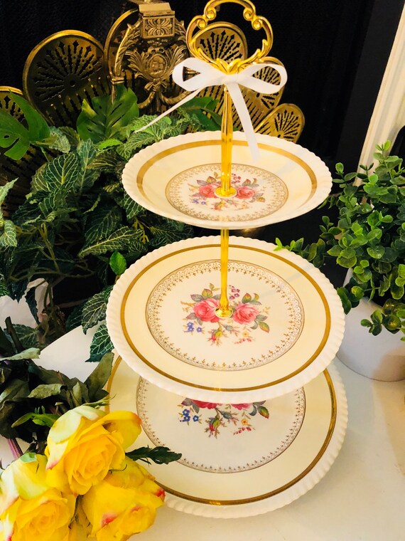 SHABBY CHIC ROSE Cake Stand, Wedding Centerpiece, Bridal Shower, Birthday Party, Gift Ideas, Kitchen Decor, Mother’s Day Gift Il_570xn