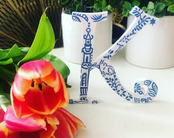 BLUE WHITE CHINOISERIE Decor Letter Sign Gift Idea Wood Decoupage,housewarming gifts