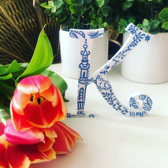 BLUE WHITE CHINOISERIE Decor Letter Sign Gift Idea Wood Decoupage,housewarming gifts Il_570xn