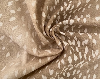 Brown Fawn Fabric, Upholstery Cut, Pillow Making, Deer Inspired, Tan Cream Fabric , Animal print