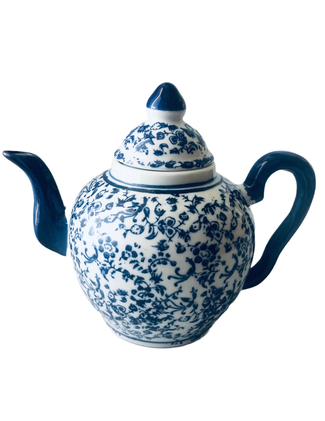 BLUE WHITE Ceramic TEAPOT Chinoiserie Chic Flowers Floral - Etsy