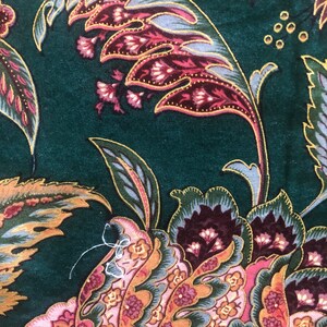 GREEN PURPLE GOLD Fabric, Exotic Flowers, Western Textile, 1 yard image 4