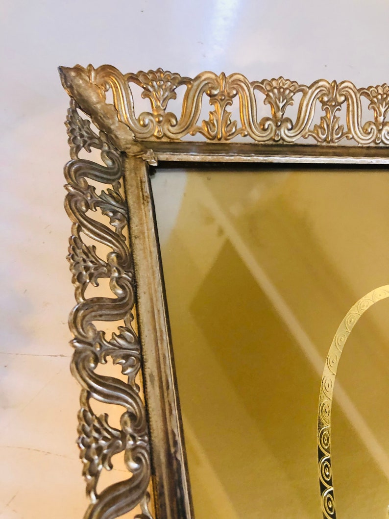 GOLDEN ROSE Vanity TRAY Vintage Home Decor Gold Filigree Etsy