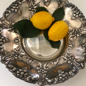 Vintage Silverplate Tray Mirror: Italian Renaissance Grapes Decor