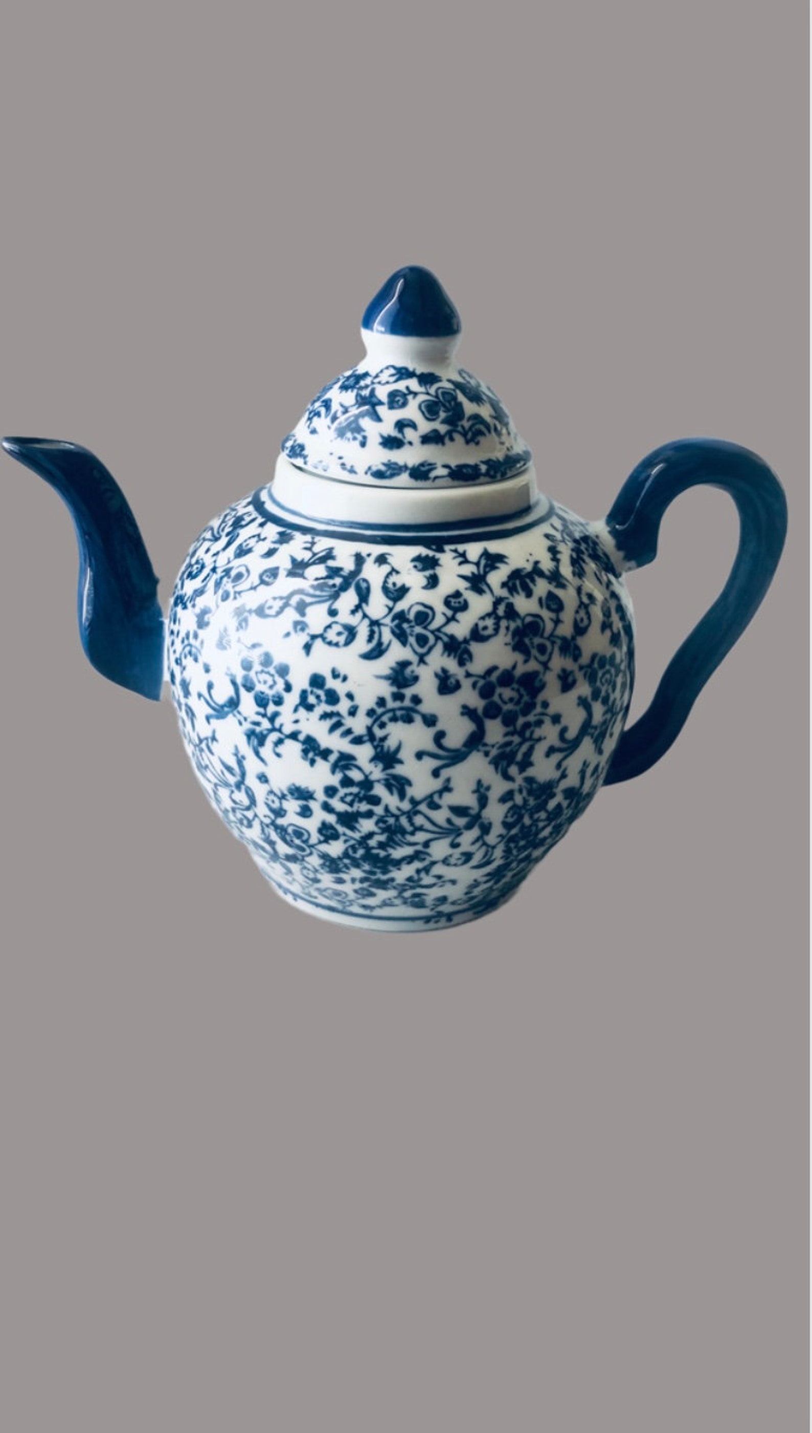 BLUE WHITE Ceramic TEAPOT Chinoiserie Chic Flowers Floral - Etsy