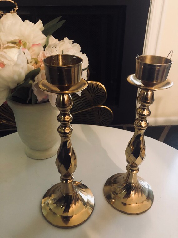 VINTAGE BRASS CANDLEHOLDERS Jambo Set Of 2 Big Il_570xn