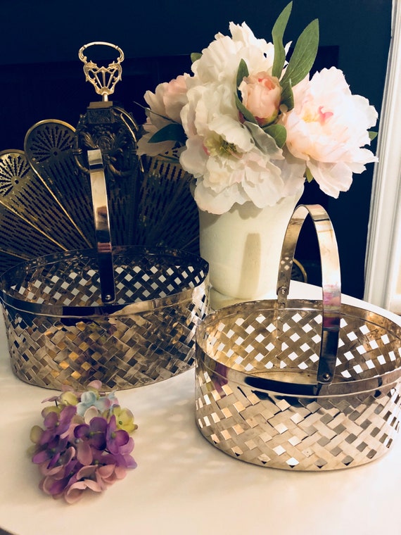Vintage Basket Silver Plated Basket Wedding Decoration Silver