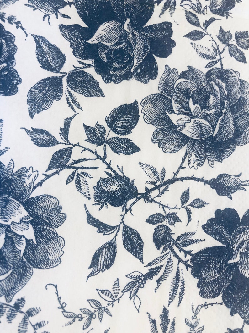 BLUE WHITE CHINOISERIE Chicpaper Napkins Rose Floral Etsy