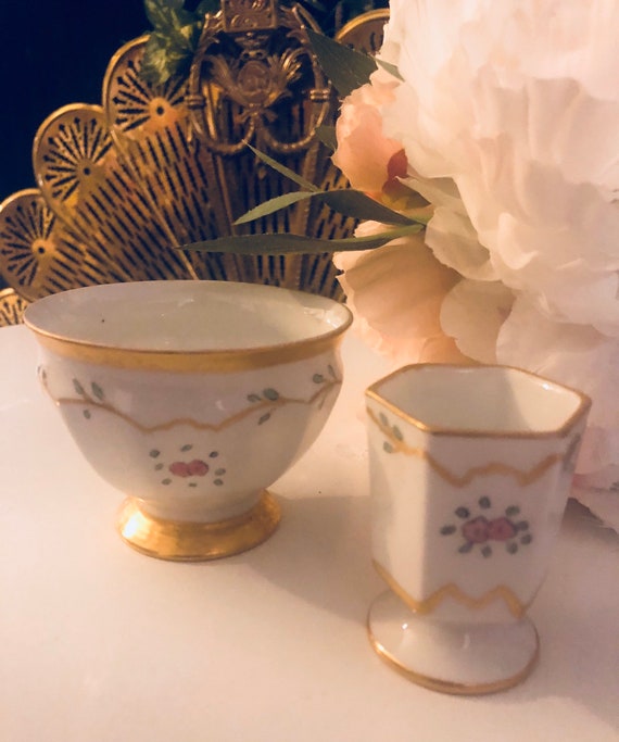 ANTIQUES PORCELAIN Set,Hand Painted, PALT Bohemia Czech , Bowl And Egg Holder, Bone China, Breakfast Set Il_570xn