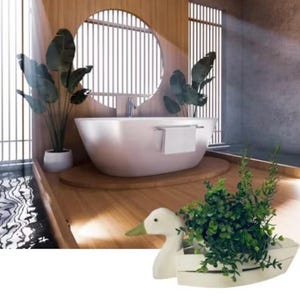 Vintage Wooden Duck Planter Tray Rustic Style