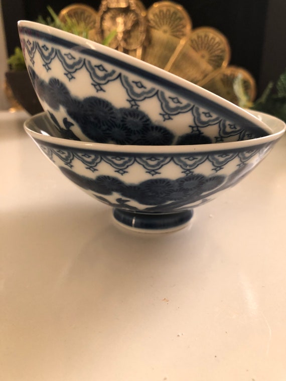 Blue Willow China Bowl Set Of 2 Chinoiserie Dish Decor By Cake