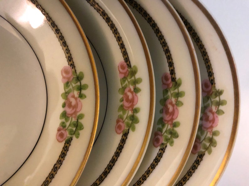 Vintage China France Wedding China Shabby LIMOGES ANTIQUES SET 4 Pieces Berry Bowls Bridal Gift Thiodore Haviland Cottage Chic