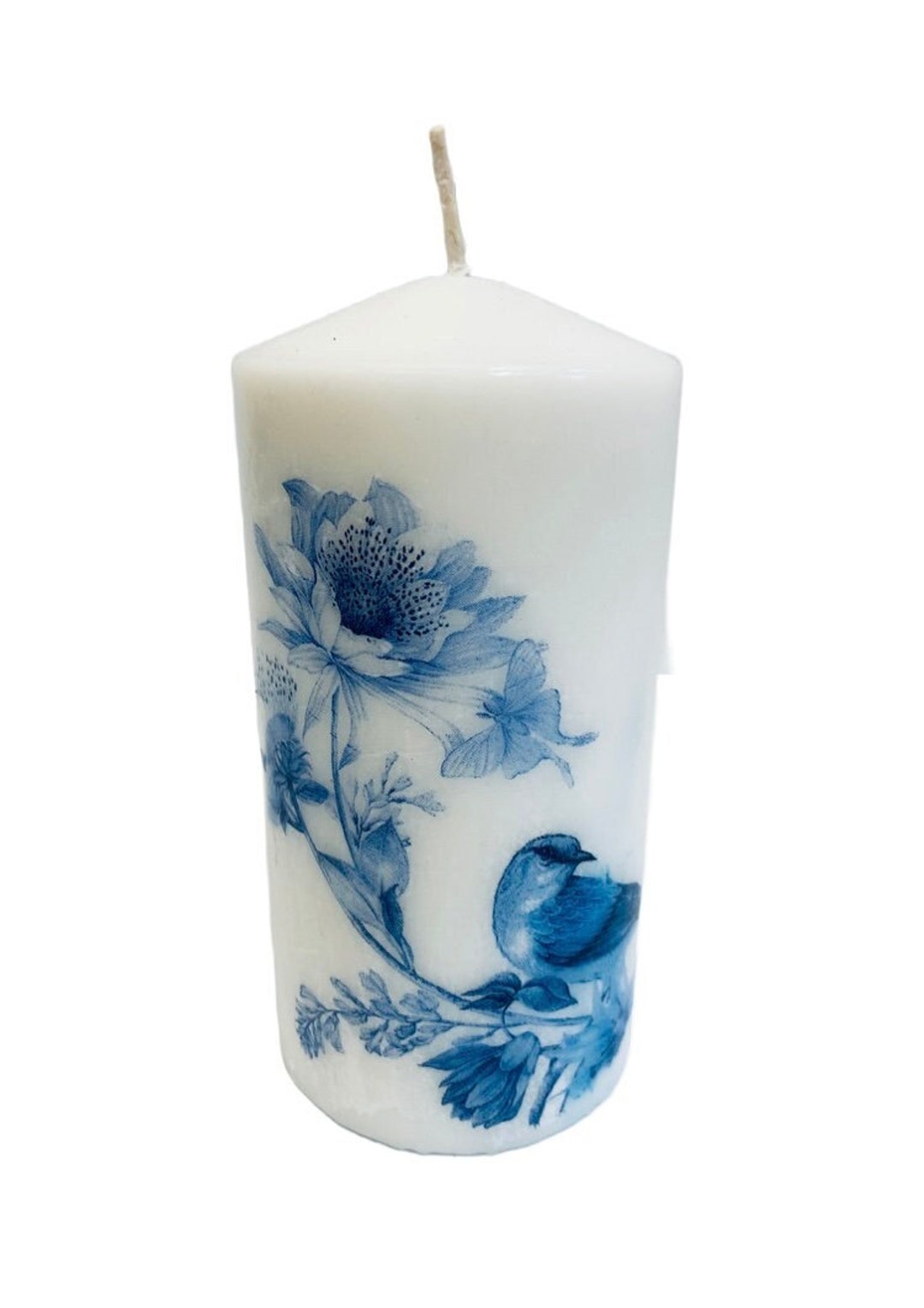 Blue & White Chinoiserie Dragon Cylinder Candle