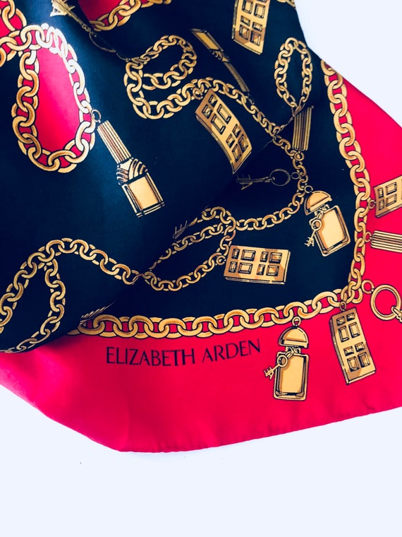 VINTAGE RED SCARF, Elizabeth Arden, Designer Scarf, Square 34”, Red Door, Perfumes Il_570xn