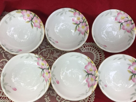 Noritake China Azalea dish berry bowl soup cereal Red Mark Set of 6 Il_570xn