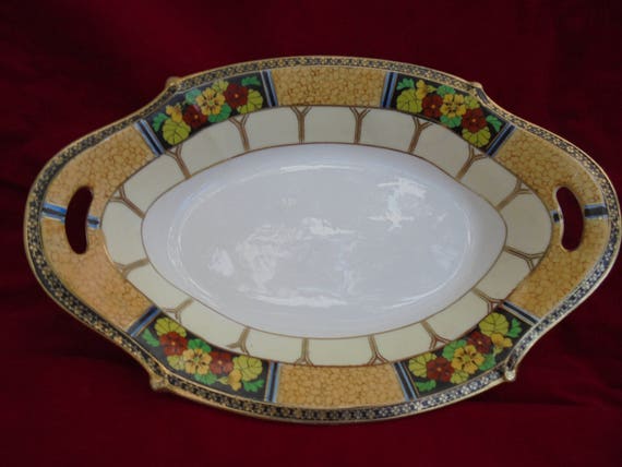 ART DECO ANTIQUE, Noriatke Porcelain, Handled Serving Bowl Plate Dish, Rare Collectibles Il_570xn