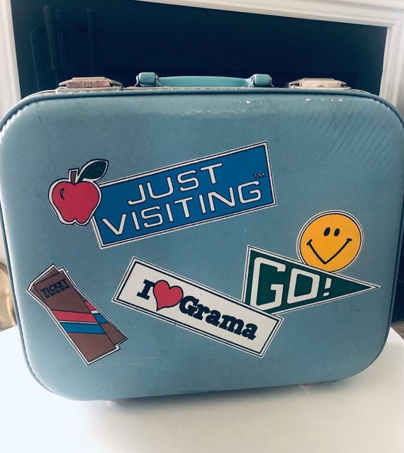 VINTAGE BLUE SUITCASE I Just Visiting I 