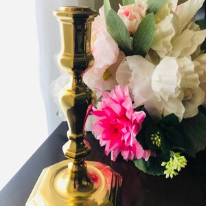 VINTAGE BRASS CANDLESTICK Holder Solid, Golden Home Decor, Mantel Decor, Hollywood Regency