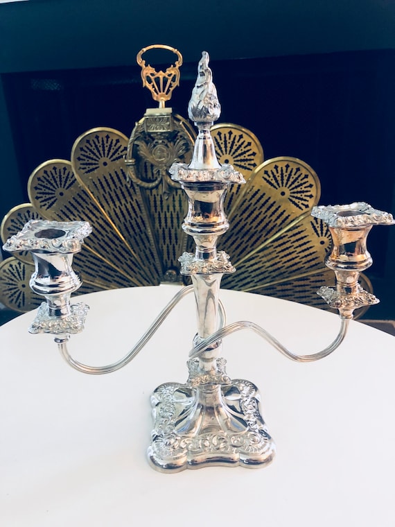 VINTAGE SILVER PLATED Candleholder 3 Ligths webster wilcox 05801 international silver Il_570xn