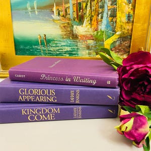 Set of 3 Purple Hardcover Books for Decorative Display | Elegant Vintage-Inspired Book Stack | Perfect for Shelf Styling & Home Decor