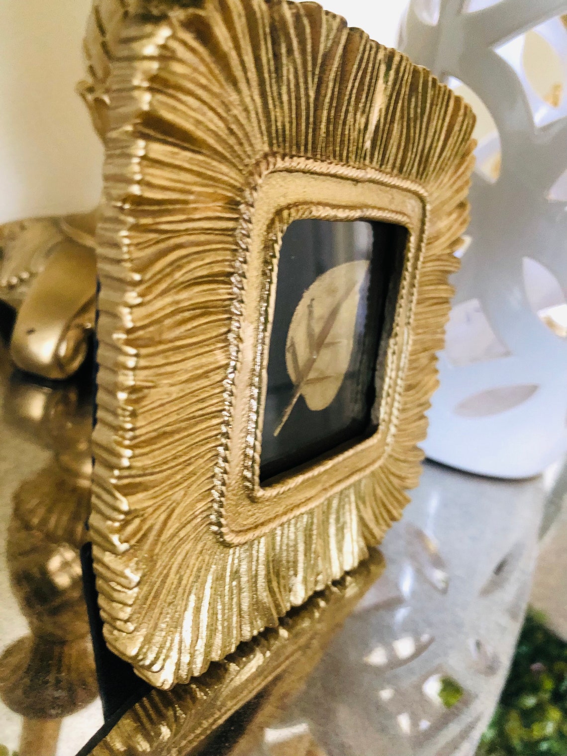 GOLD LEAF DECOR Gold Fall Decor Framed Leaf Gold Frame Etsy