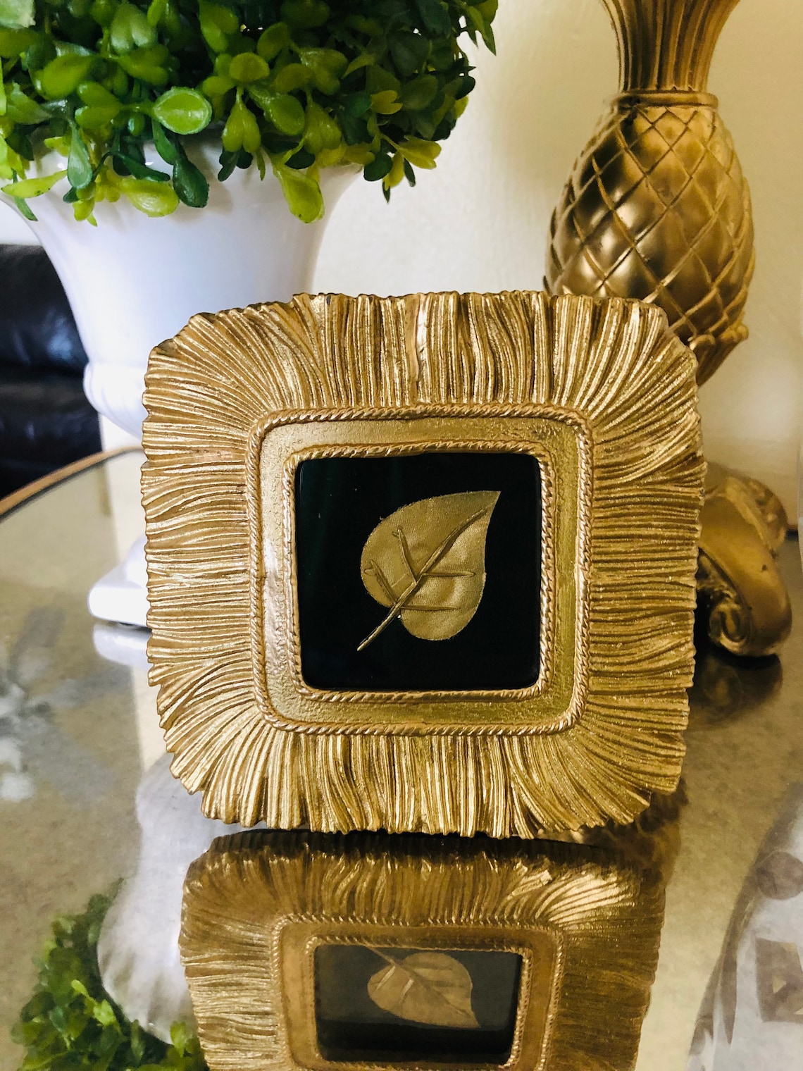 GOLD LEAF DECOR Gold Fall Decor Framed Leaf Gold Frame Etsy