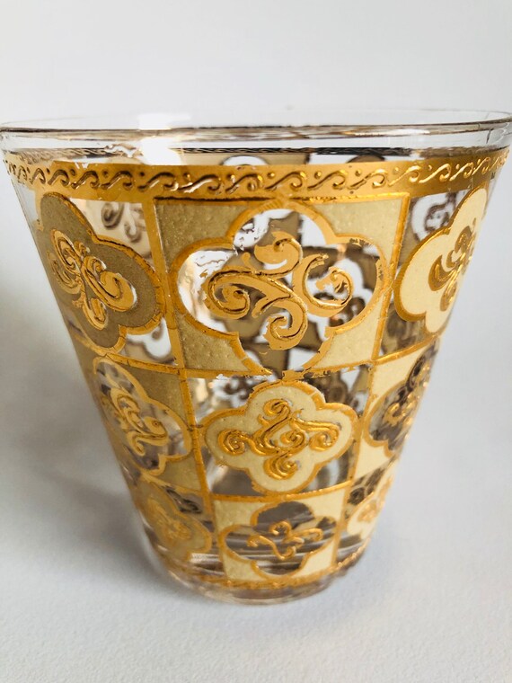 GOLD CULVER GLASS, Lowball Coctail, Vintage Drinkware, Collectible Glass, Barware Il_570xn
