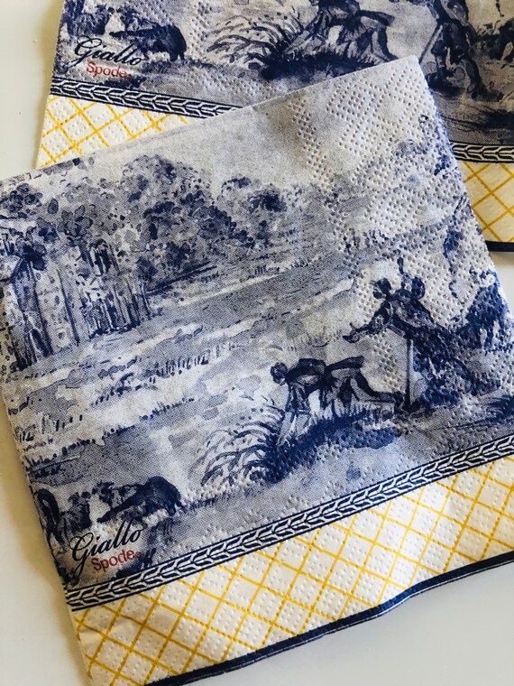 SPODE GIALLO NAPKINS, Set of 2, Beverage Party Supply, Decoupage Scrapbooking Il_570xn