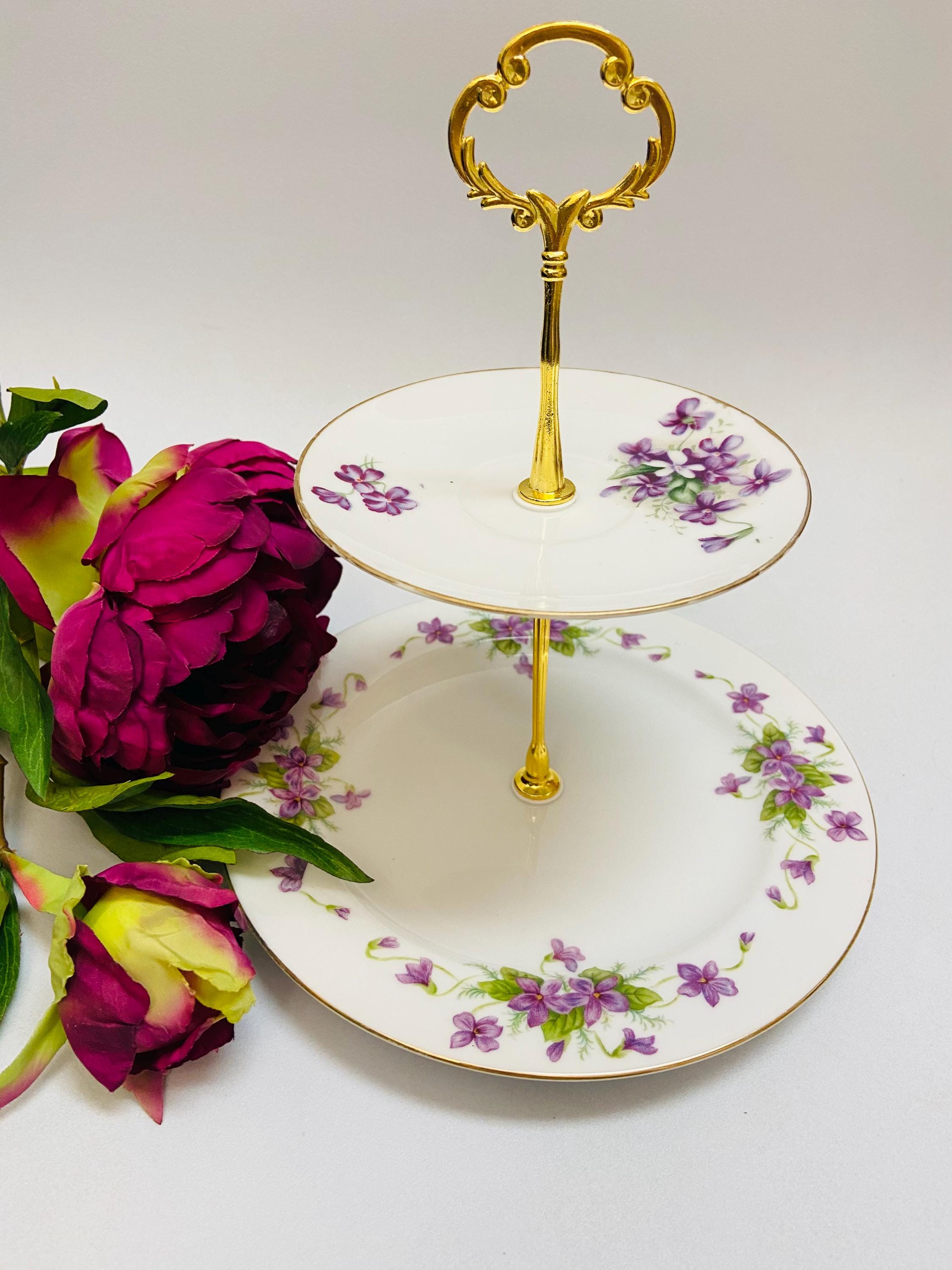 Two Tier Porcelain Floral Tray