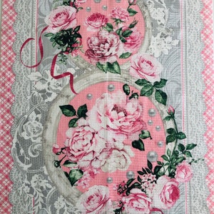 COTTON KITCHEN TOWEL , Housewarming Gift, Roses Lace, Pink White, Gift for Her