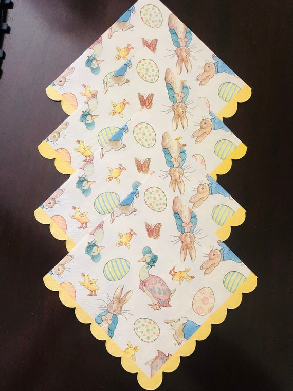 PETER RABBIT, EASTER Napkins, Decoupage Party Cocktail , Tissue Paper, Beatrix Potter, Set of 4