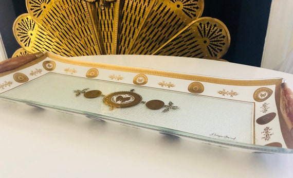 GEORGE BRIARD TRAY, Golden Holiday Decor, Vanity Tray, Handled Il_570xn