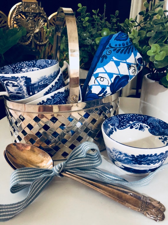 VINTAGE WEAVED SILVER Plated Woved Basket Gift For Mom by Silver International Company Il_570xn