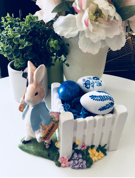 PETER RABBIT FIGURINE Beatrix Potter Easter Decor Planter Il_570xn