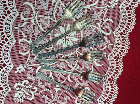 ON SALE Set of 6 Silver Plated Small Forks MERIDEN Il_570xn