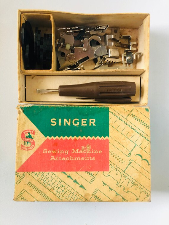 VINTAGE SINGER SEWING Machine, Attachments Parts, #328K, incl. Ruffler
