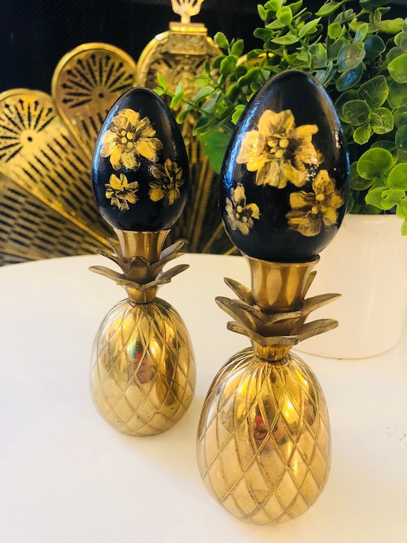 EASTER EGGS Holiday Decor , Black Gold, Hand Painted, Chinoiserie Chic, Cherry Blossom Il_570xn