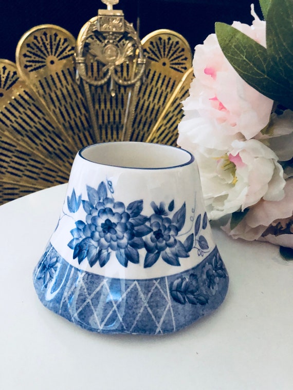BLUE WHITE, CERAMIC Candle Jar Lamp Shade, Chinoiserie Chic, Home Decor Il_570xn
